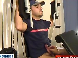 Sport boy acquire wanked his prick over a period of his sport training.