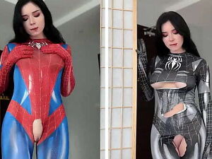 Passionate Spider Woman vs Anal Fuck Lover Black Spider-Girl!